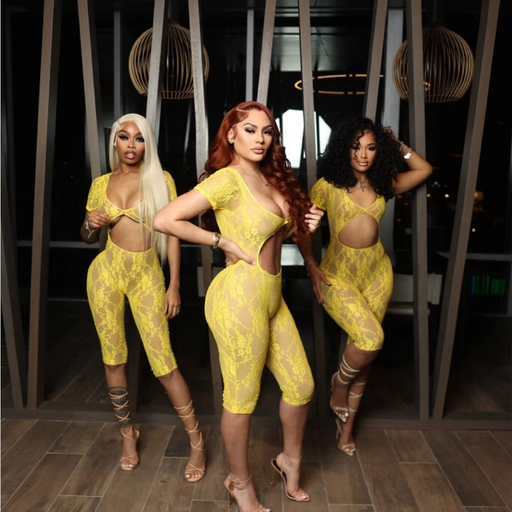 Yellow Lace Cutout Jumpsuit
